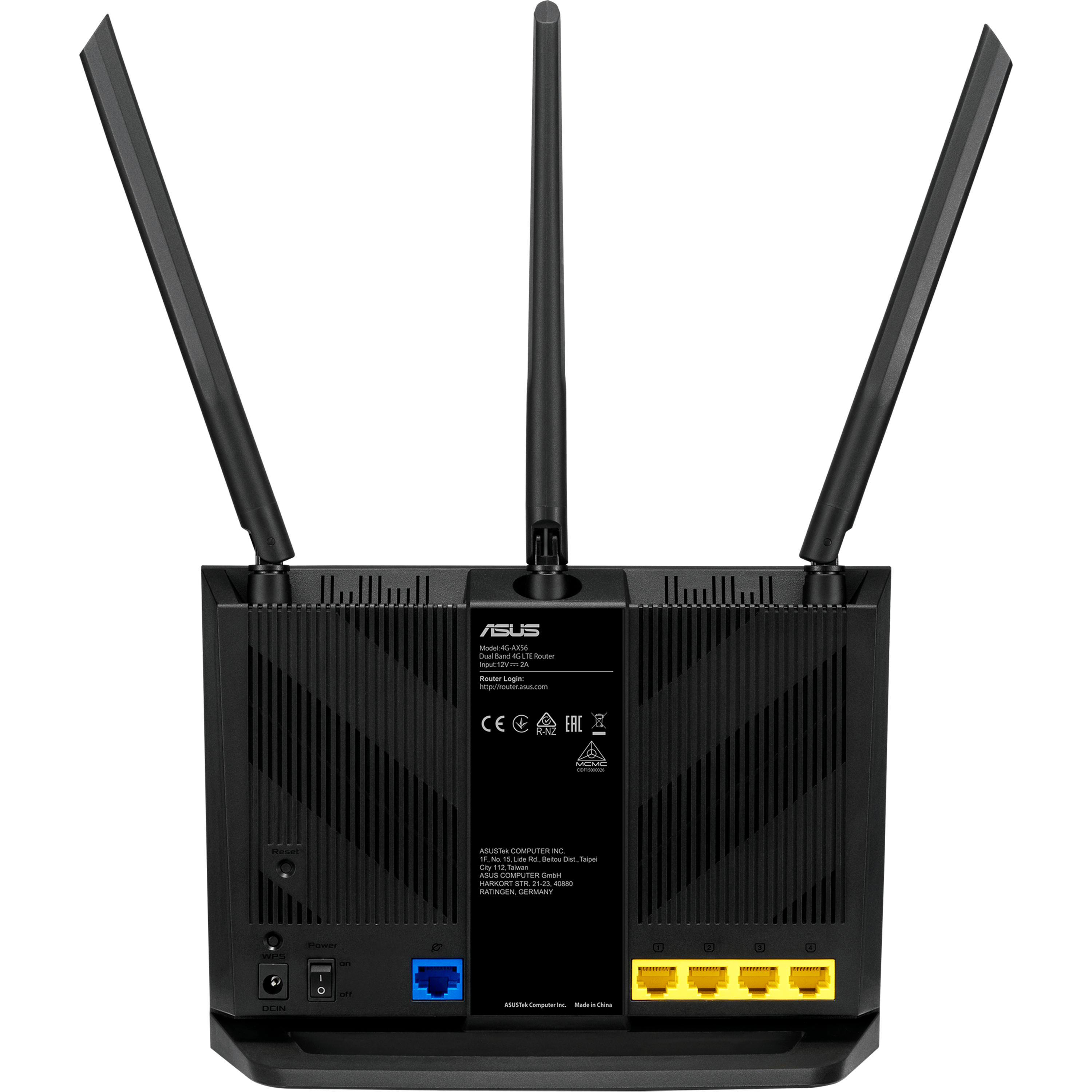 ראוטר אלחוטי Asus 4G-AX56 AX1800 WiFi 6 + 4G LTE - צבע שחור שלוש שנות אחריות ע