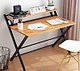 שולחן מחשב כתיבה מתקפל כולל מדפים דגם RSM-2058 רוחב 100 ס"מ צבע שלדה שחורה משולב עץ מבית Rosso italy