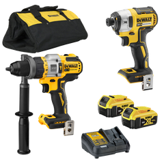 סט DeWALT 18V הכולל מברגת אימפקט ומקדחה – כולל 2 סוללות 18V 5Ah ומטען מהיר