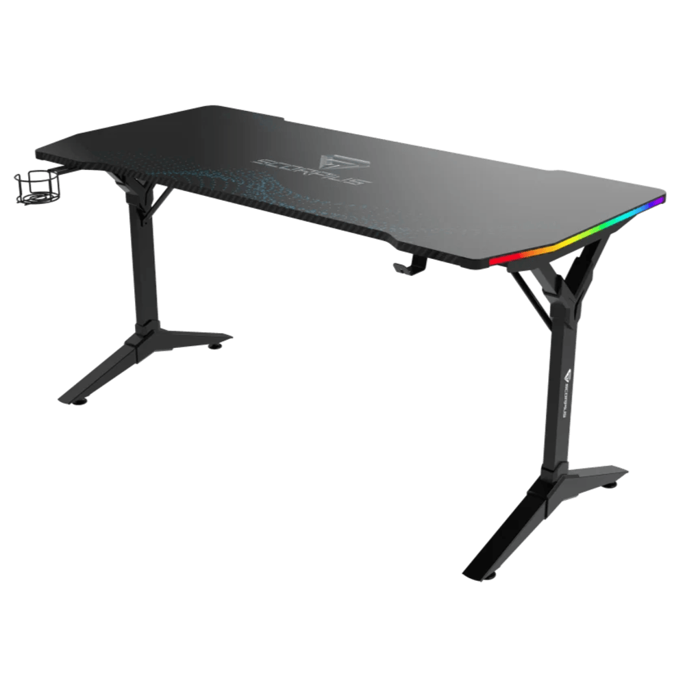 שולחן גיימינג עם תאורה Scorpius DESKPRO-HJ 150 RGB - צבע שחור שנה אחריות ע