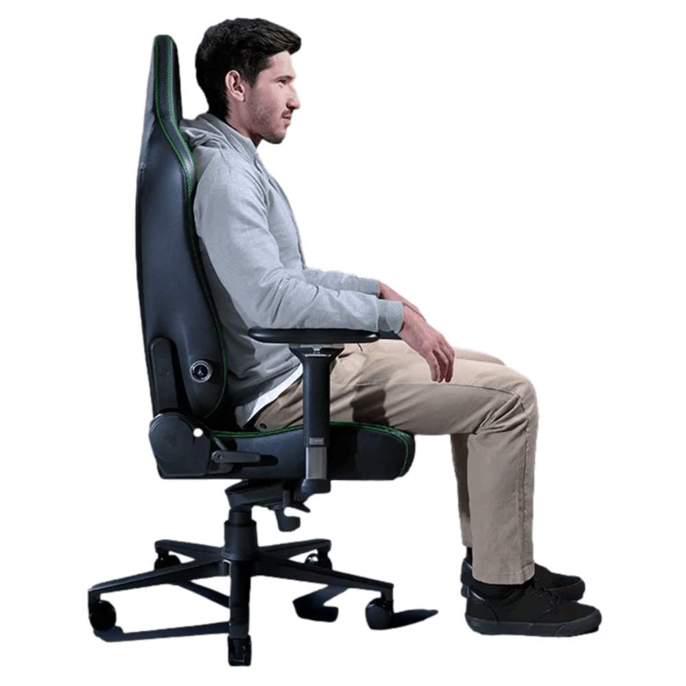 כיסא גיימינג עור Razer Iskur V2 - צבע שחור וירוק שלוש שנות אחריות ע
