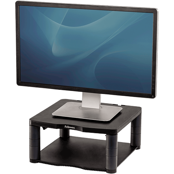 מעמד הגבהה שולחני עם מדף למסך מחשב Fellowes Premium - צבע שחור