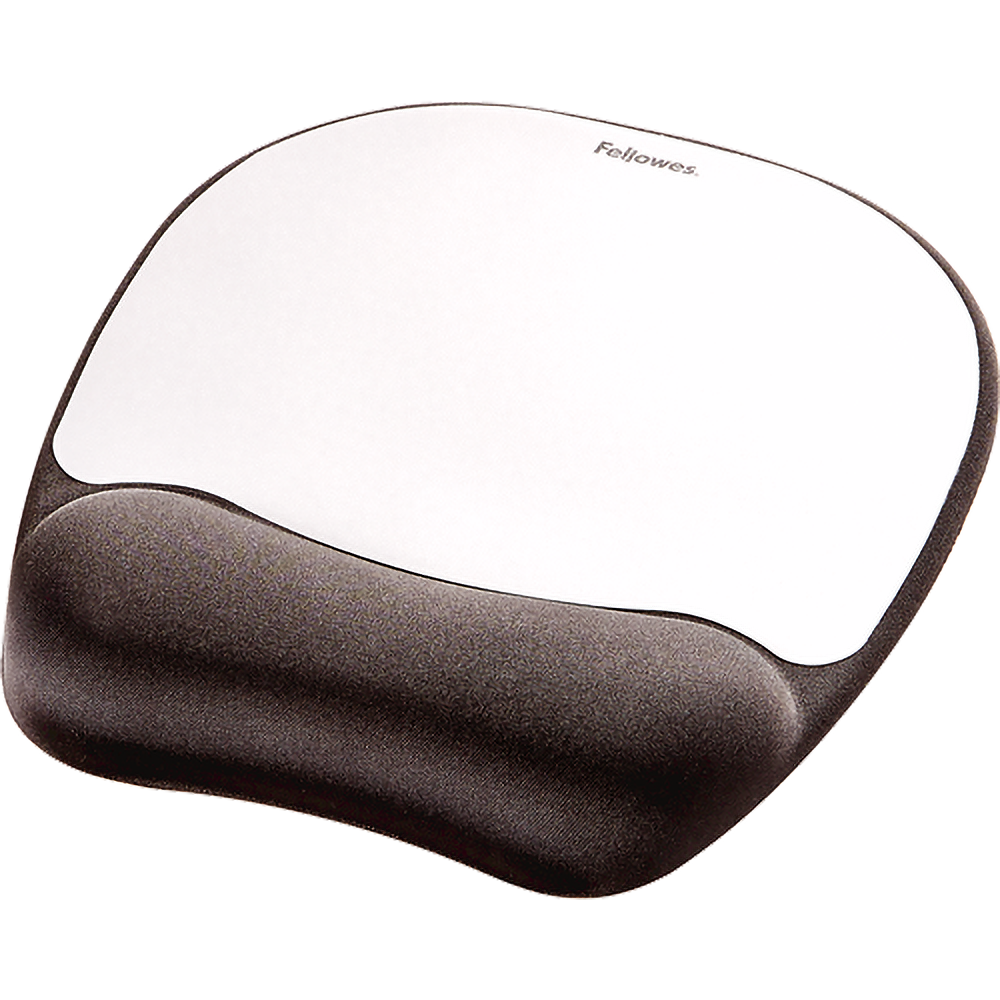 משטח ג'ל לעכבר Fellowes Memory Foam Mousepad Wrist Rest - צבע אפור ושחור