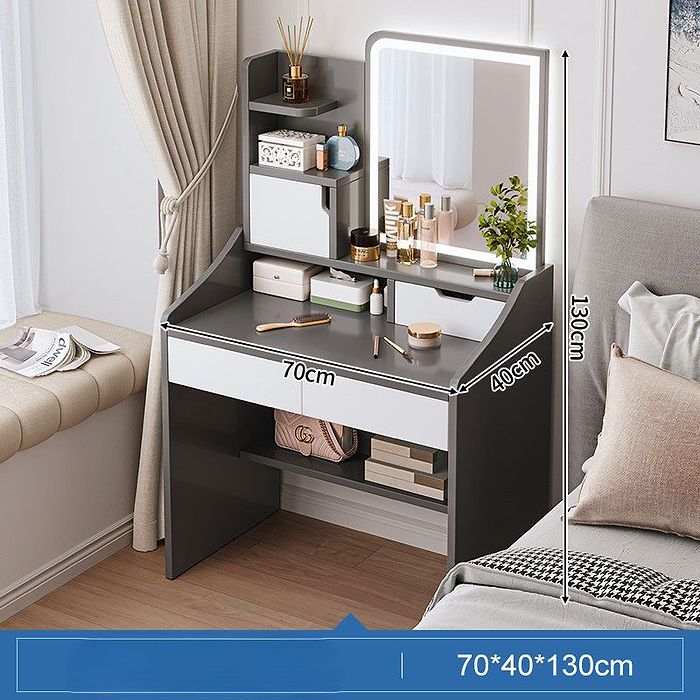 שידת איפור עם מראה כולל תאורת LED רוחב 70 סמ Rosso Italy RSM-3007 צבע אפור