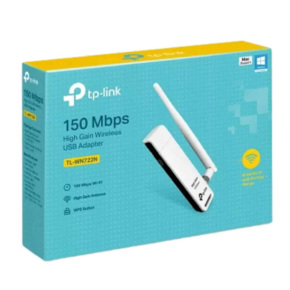 כרטיס רשת אלחוטי TP-LINK TL-WN722N 150Mbps Wireless USB - צבע לבן שנה אחריות ע