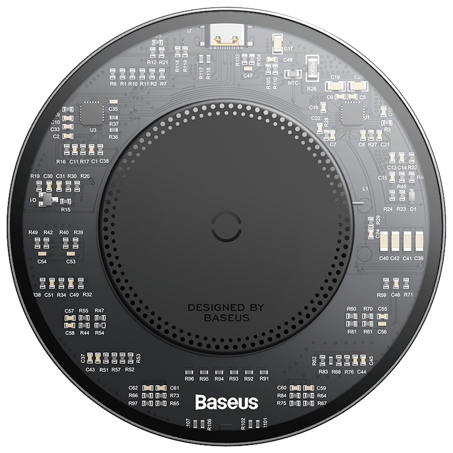 מטען אלחוטי Baseus Simple 2 15W Cluster - צבע שחור שנה אחריות ע