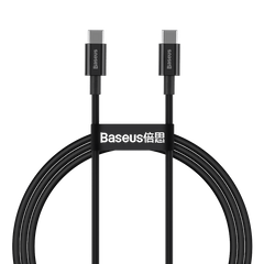 כבל טעינה וסנכרון Baseus Superior Data Fast Charging 100W Type-C to Type-C 2M - צבע שחור שנה אחריות ע"י היבואן הרשמי