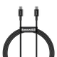 כבל טעינה וסנכרון Baseus Superior Data Fast Charging 100W Type-C to Type-C - באורך 1 מטר צבע שחור שנה אחריות ע"י היבואן הרשמי