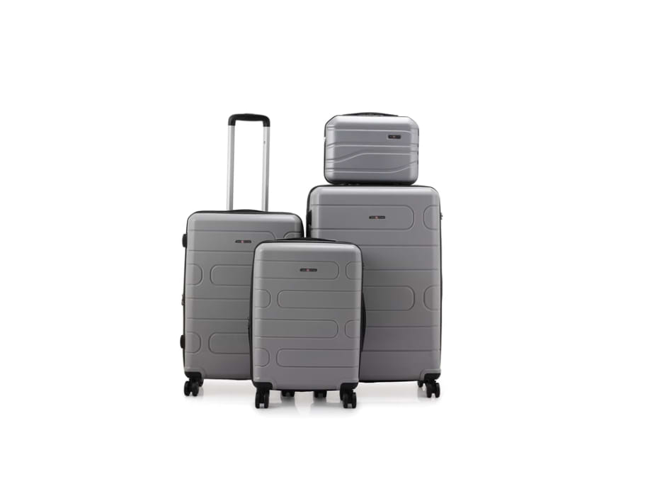 סט מזוודות קשיחות בלתי שבירות 3 יחידות מידות |30|26|20 אינץ' דגם Wander צבע אפור Swiss Voyager - תיק איפור במתנה