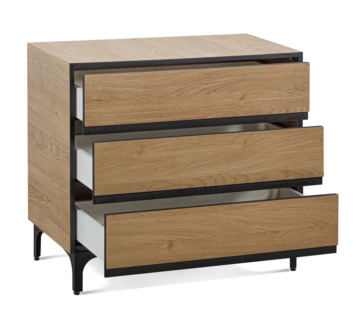 שידת 3 מגירות טריקה שקטה עשויה MDF בציפוי פורניר קואלה Leonardo
