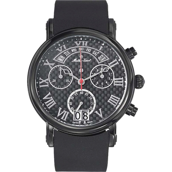 שעון יד לגבר Mathey Tissot H7030RS 43mm צבע שחור/סיליקון שחור/זכוכית ספיר/רטרוגרד/כרונוגרף - אחריות לשנתיים