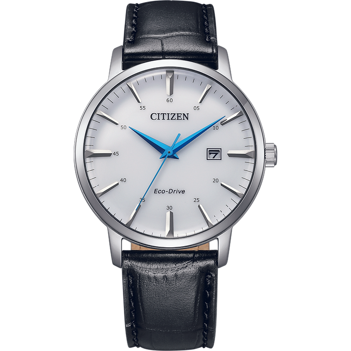 שעון יד לגבר מנגנון אקו דרייב Citizen BM7461-18A 40mm - צבע כסף/עור שחור אחריות לשנה עי היבואן