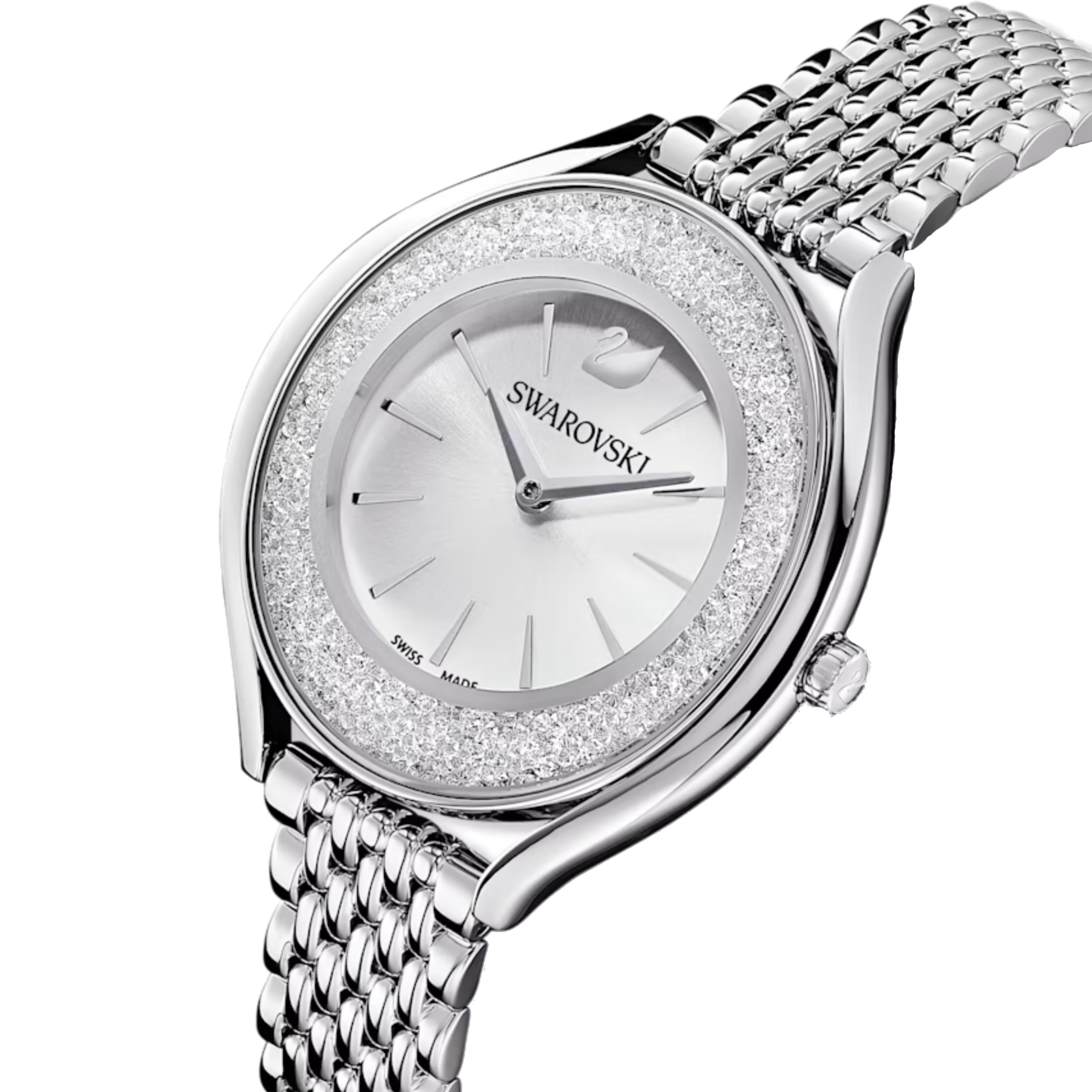 שעון יד לאישה עם מסגרת אבנים Swarovski 5519462 35.5mm צבע כסף - אחריות לשנתיים