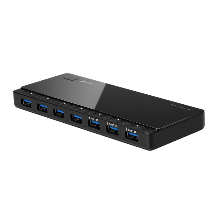 מפצל TP-Link UH720 USB 3.0 7-Port Hub - צבע שחור שלוש שנות אחריות עי היבואן הרשמי 