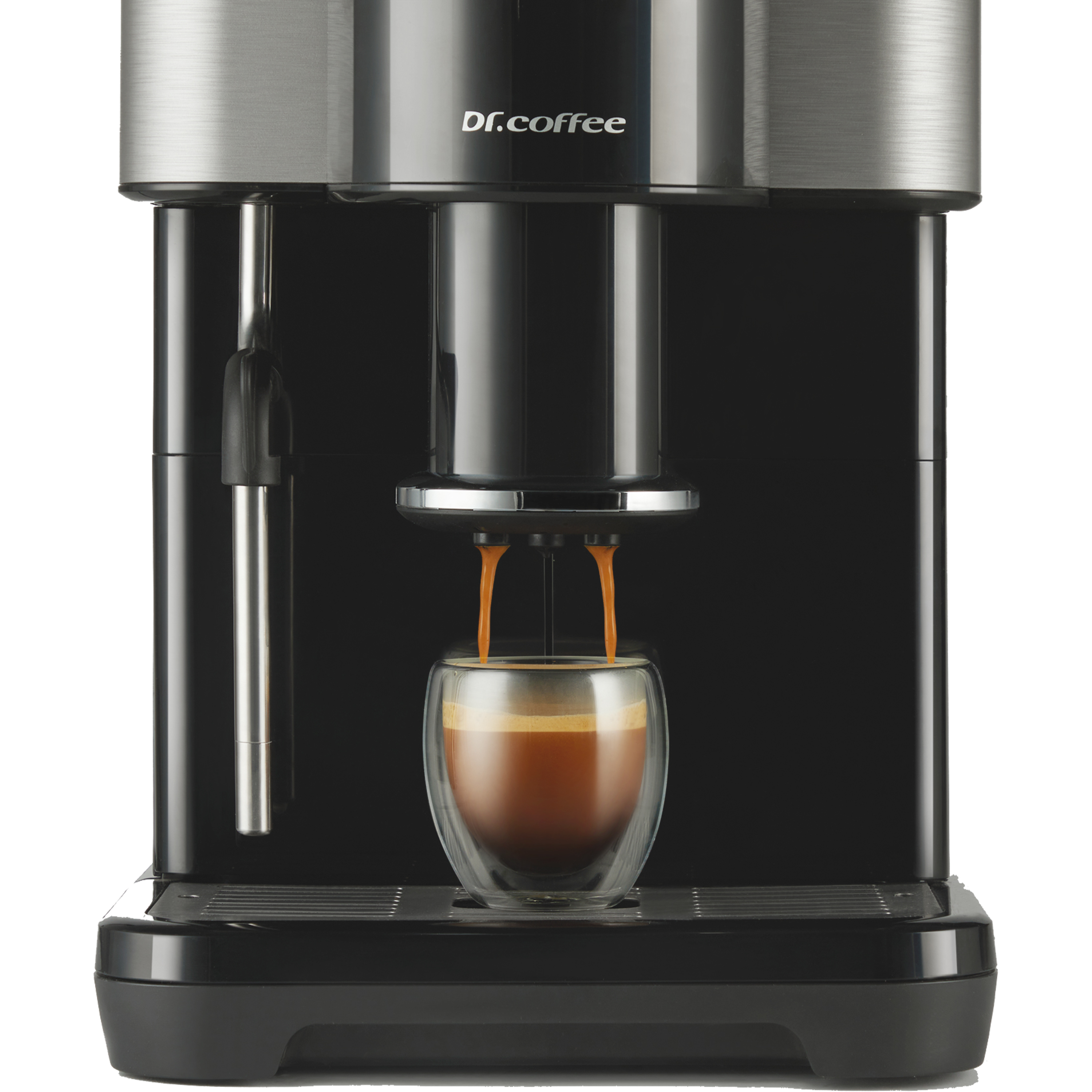 מכונת קפה אוטומטית עם מקציף חלב Dr. Coffee H1 - צבע שחור בשילוב נירוסטה אחריות ע