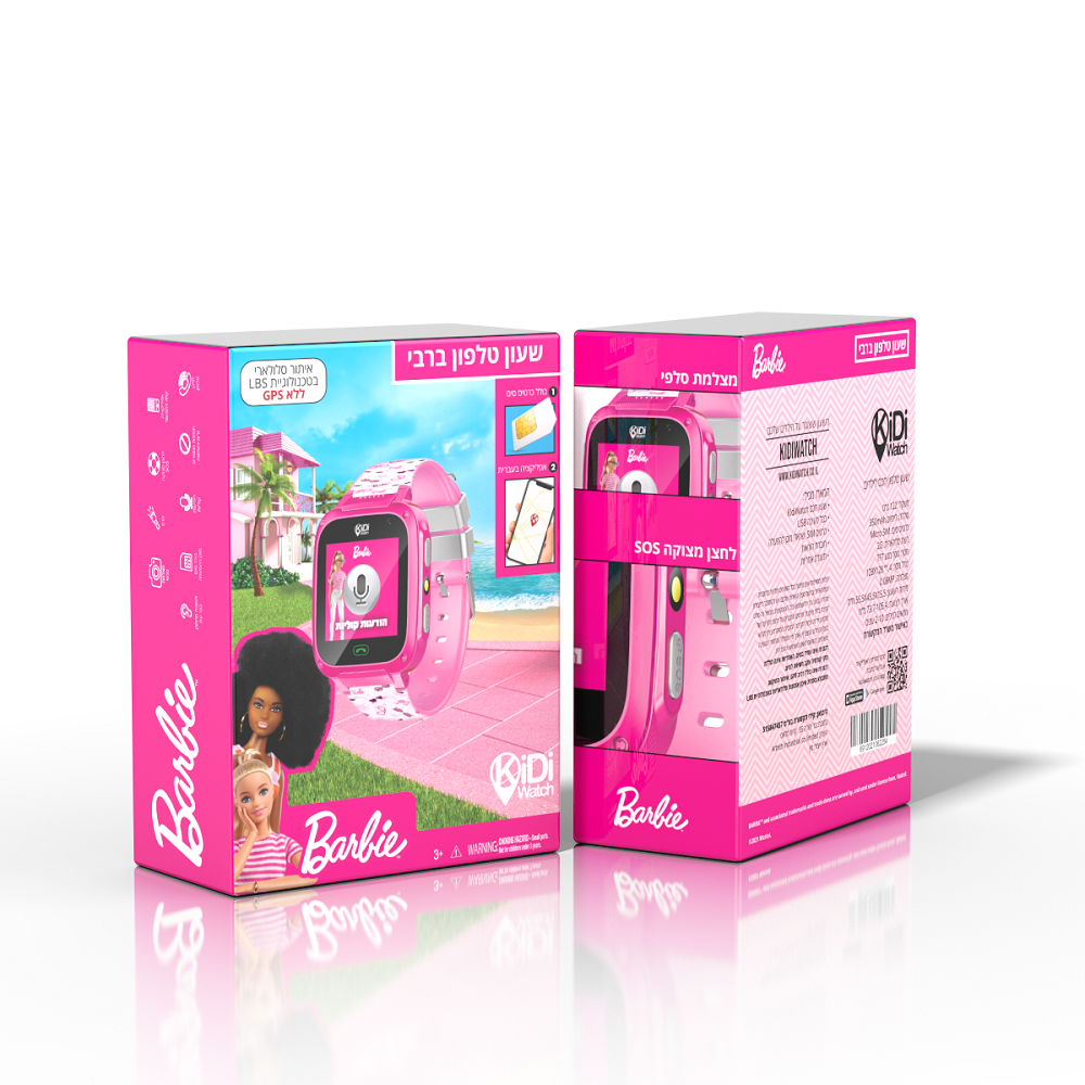 שעון חכם לילדים עם סים Kidiwatch Friends Barbie  - צבע ורוד