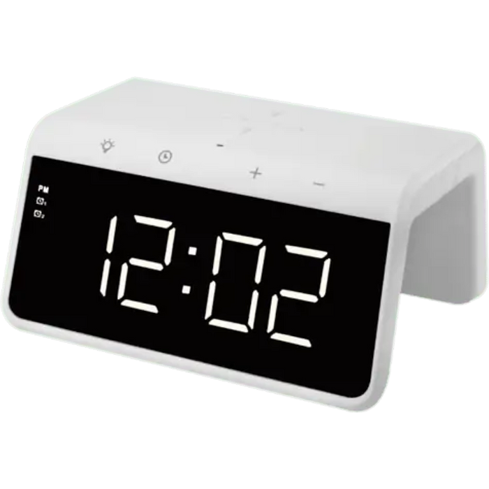 מטען אלחוטי משולב עם שעון מעורר ECO-WCH450W - צבע לבן