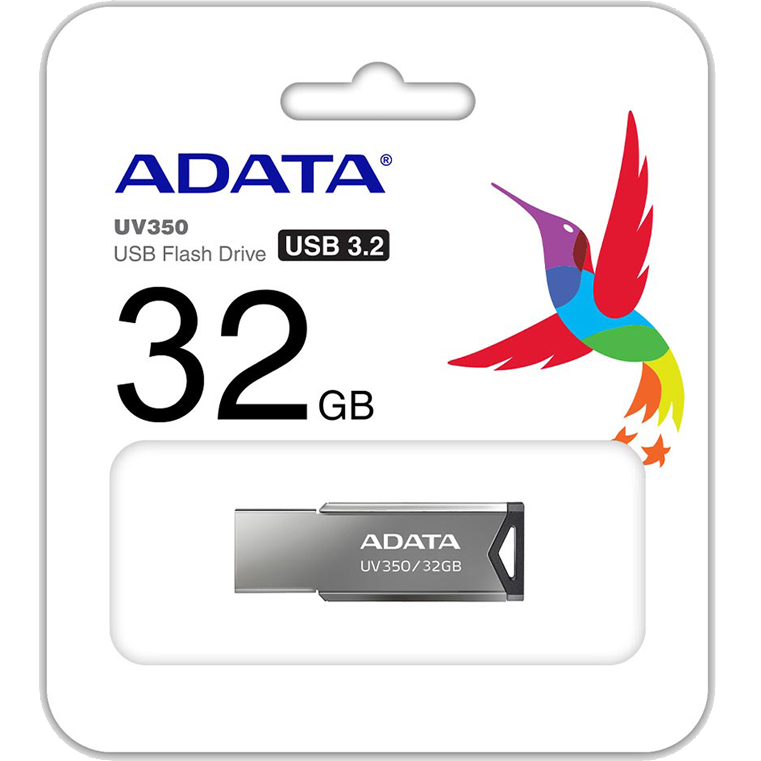 זיכרון נייד ADATA USB 3.2 Flash Drive UV350 32GB - צבע כסף חמש שנות אחריות ע