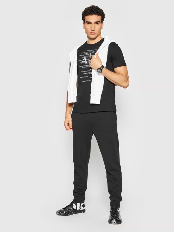 טי שירט שרוול קצר  Armani Exchange לגבר דגם Noir Regular Fit