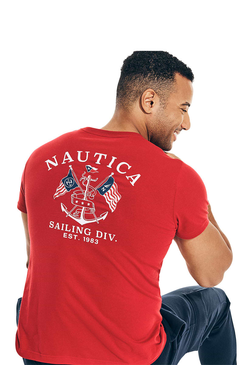 טי שירט Nautica לגברים דגם Crafted Flag Graphic