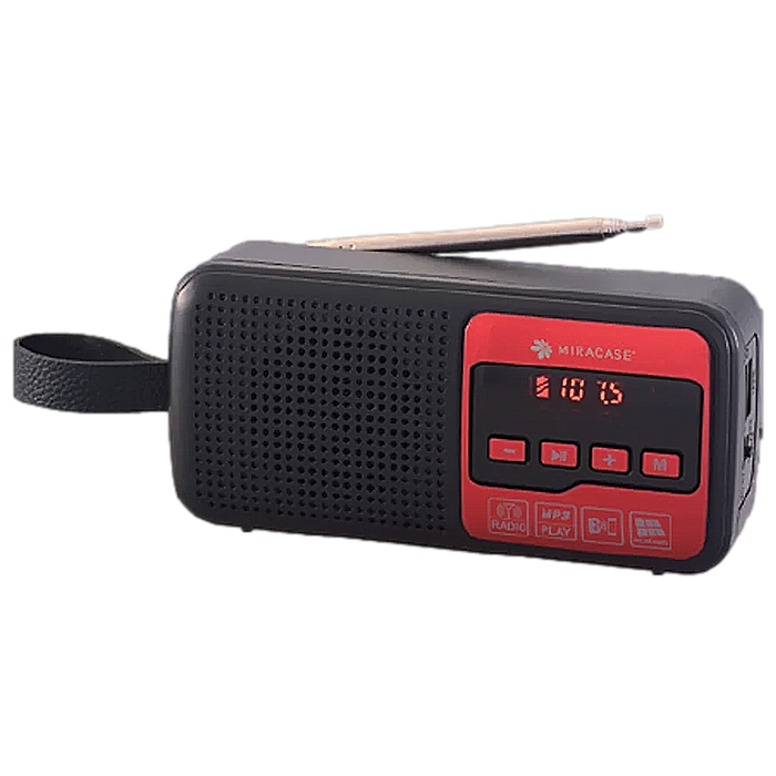רדיו FM דיגיטלי Miracase 500MFMR - צבע שחור ואדום שנה אחריות עי היבואן הרשמי