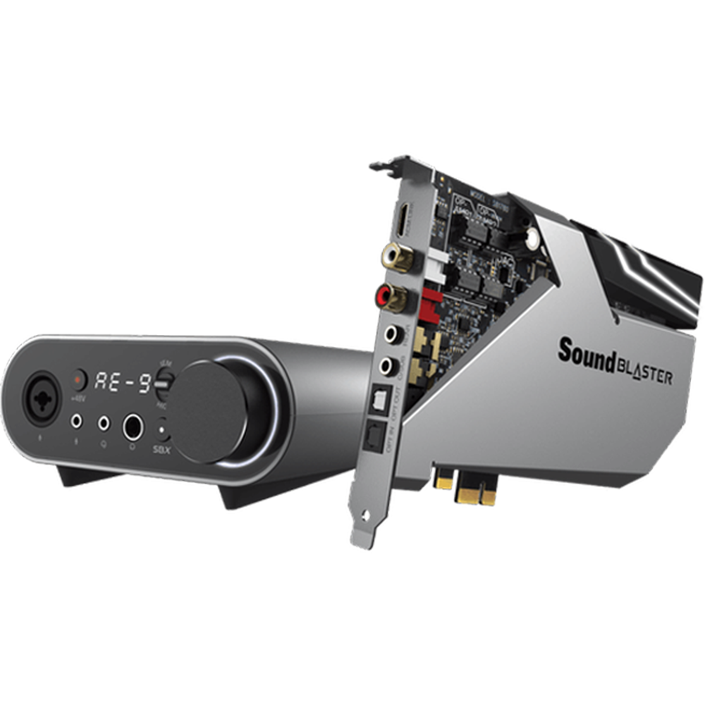 כרטיס קול פנימי Creative AE9 Ultimate 32-bit / 384 kHz PCI-e Sound Card and DAC with Xamp - צבע אפור שנה אחריות ע