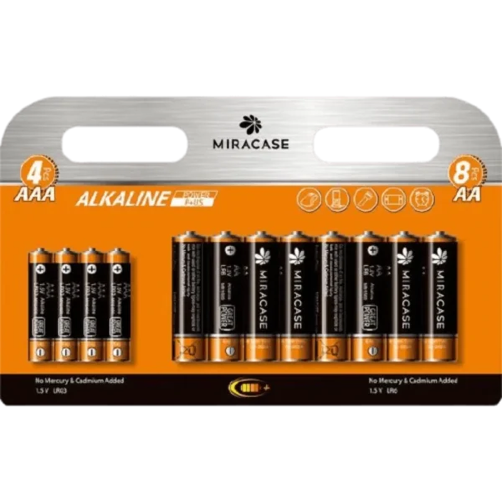 מארז 8 סוללות AA ו-4 סוללות AAA מבית Miracase Alkaline