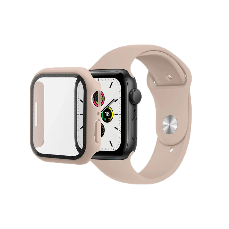 רצועות שעון ומגן מסך Skech ל Apple Watch 7 44mm - צבע ורוד שנה אחריות ע