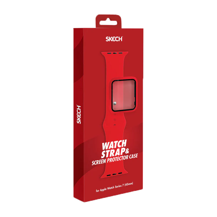 רצועות שעון ומגן מסך Skech ל Apple Watch 7 41mm - צבע אדום שנה אחריות ע