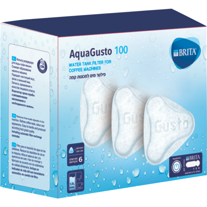 סט 3 פילטרים למיכלי מים ולמכונות קפה ביתיות Aquagusto 100 Brita 37BT307 