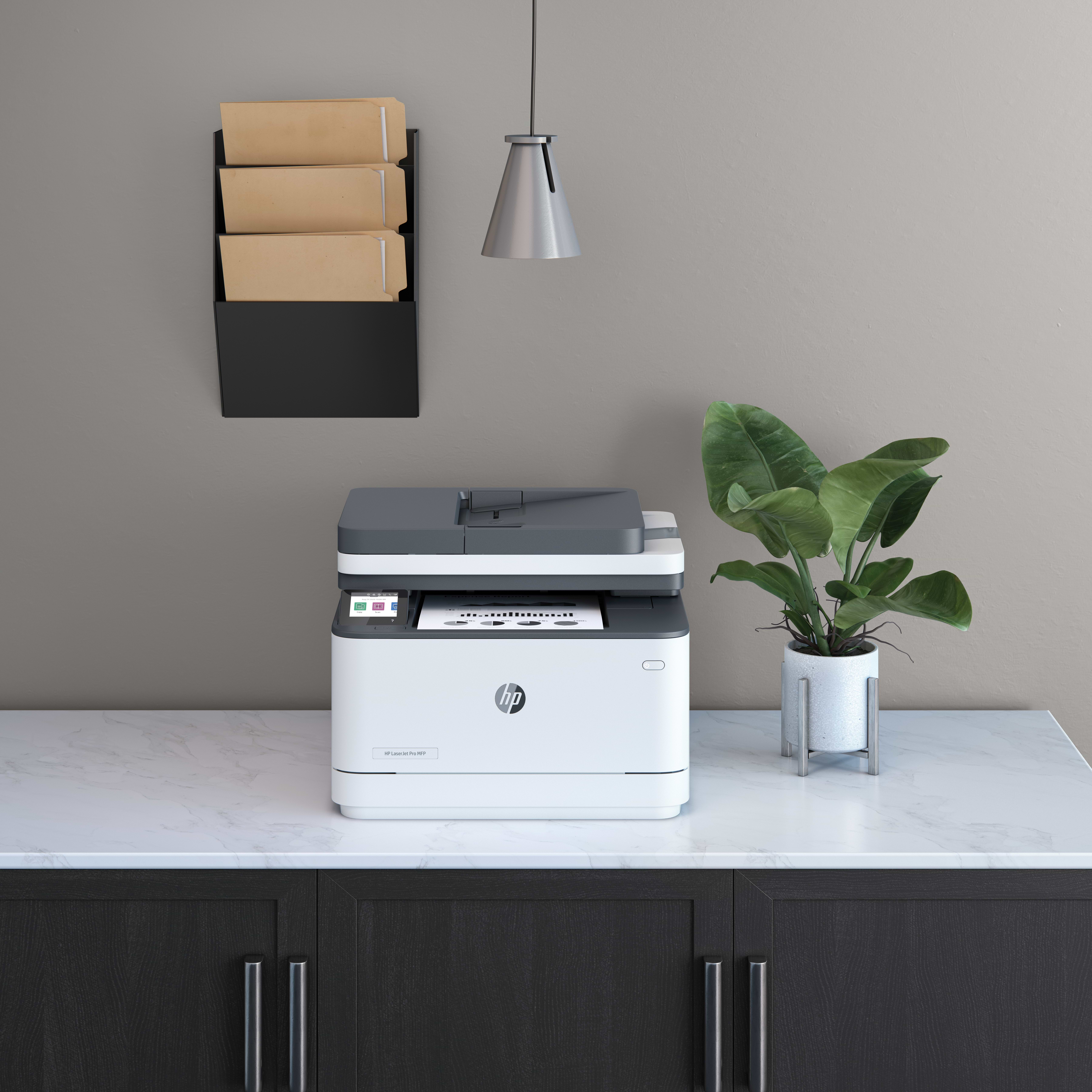 מדפסת אלחוטית משולבת HP LaserJet Pro MFP 3102fdw - צבע לבן ושחור שנה אחריות ע