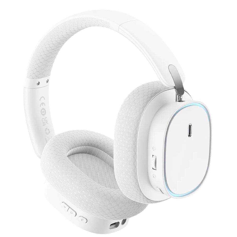 אוזניות גיימינג אלחוטיות/חוטיות Baseus AeQur GH02 - צבע Moon White שנה אחריות ע