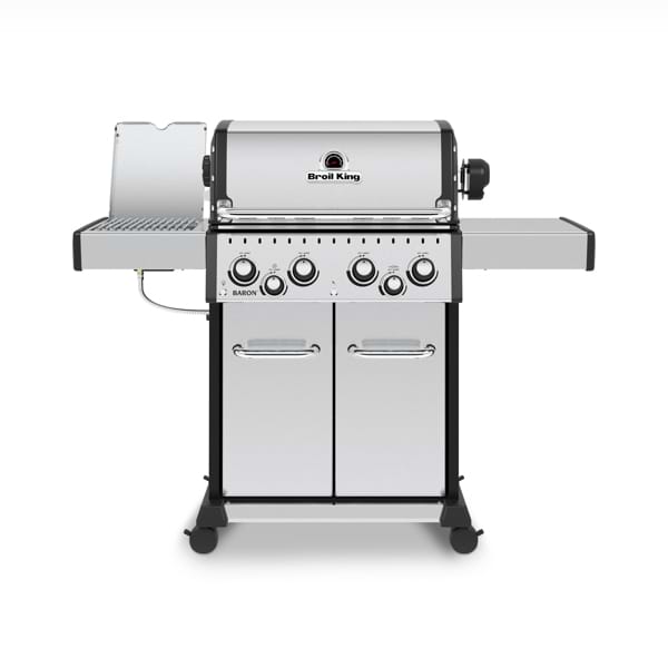 גריל גז 4 מבערים Baron s 490 IR עם כירת צד ושיפוד Broil King 64,000 BTU