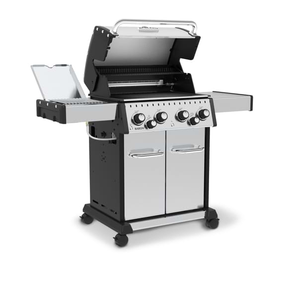 גריל גז 4 מבערים Baron s 490 IR עם כירת צד ושיפוד Broil King 64,000 BTU