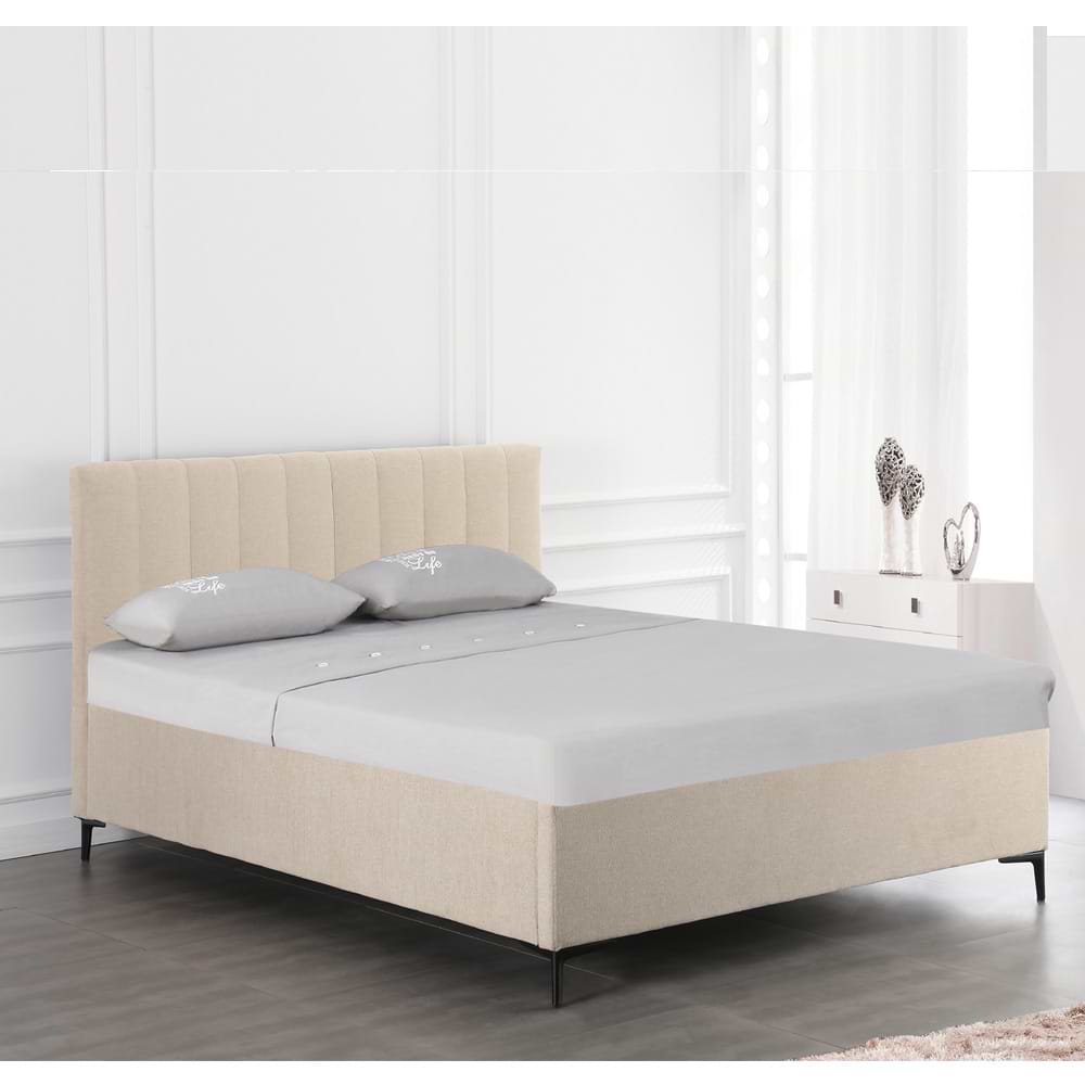 מיטה זוגית עם ארגז מצעים ברנדי קרם דגם Home decor 140/190