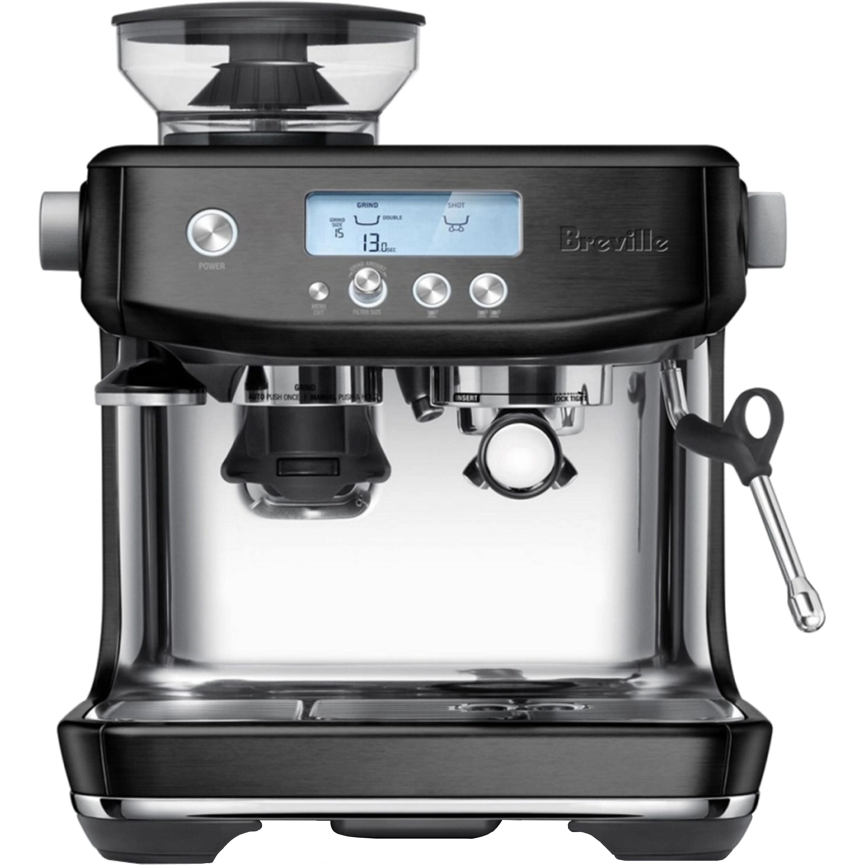 מכונת אספרסו משולבת מטחנת קפה Breville BES878BST - צבע נירוסטה מושחרת אחריות ע