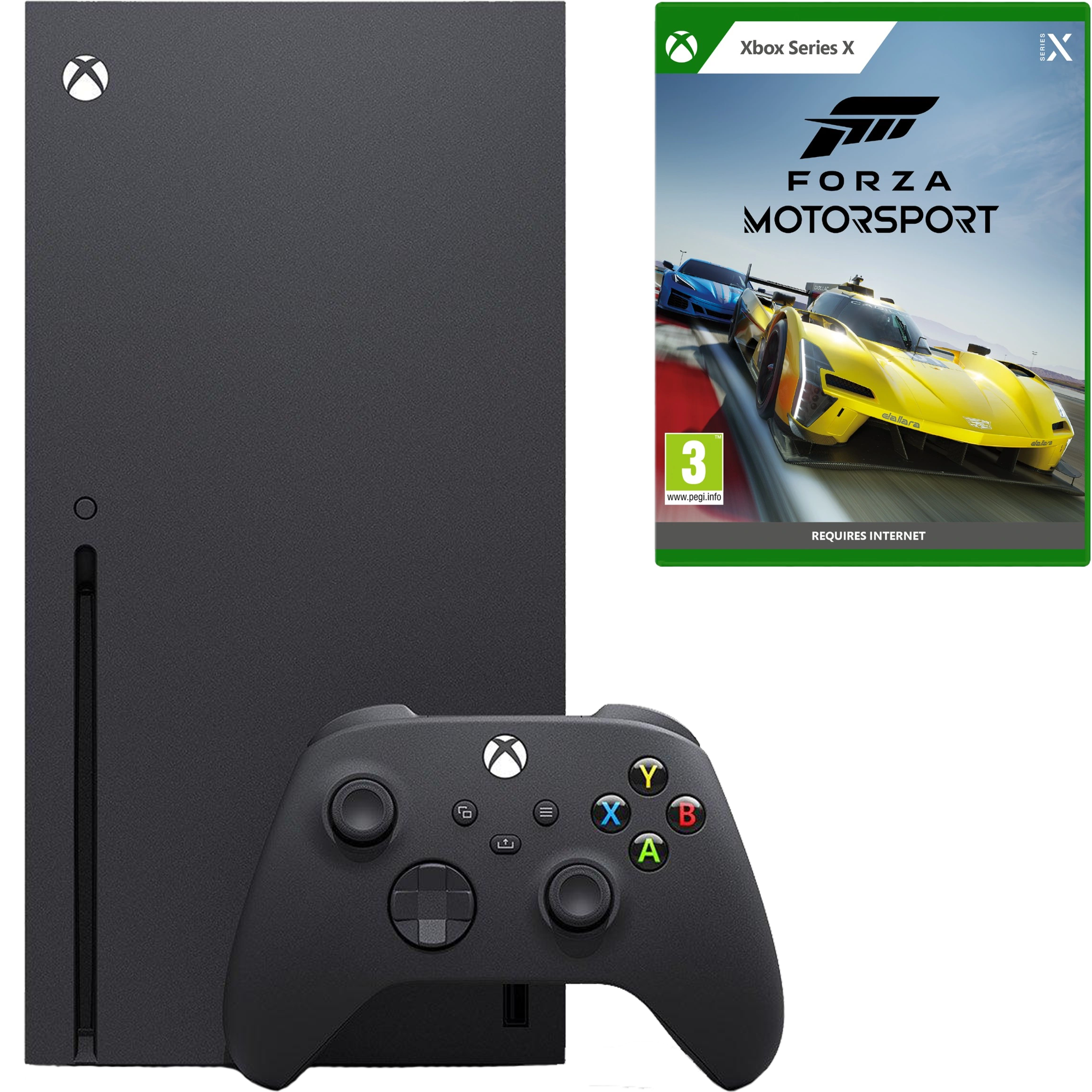 באנדל קונסולה Microsoft Xbox Series X 1TB כולל משחק Forza Motorsport - צבע שחור שנתיים אחריות ע
