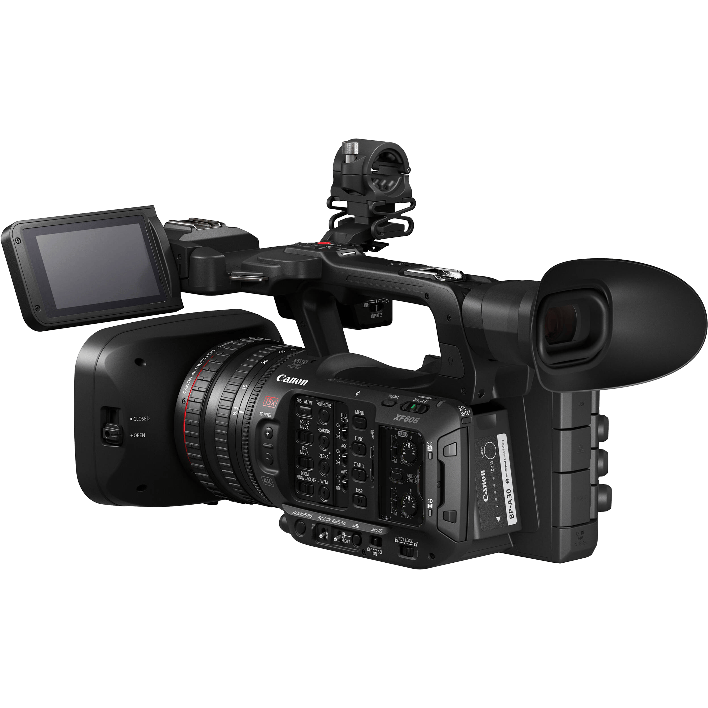 מצלמת וידאו מקצועית Canon XF605 UHD 4K - צבע שחור שלוש שנות אחריות ע