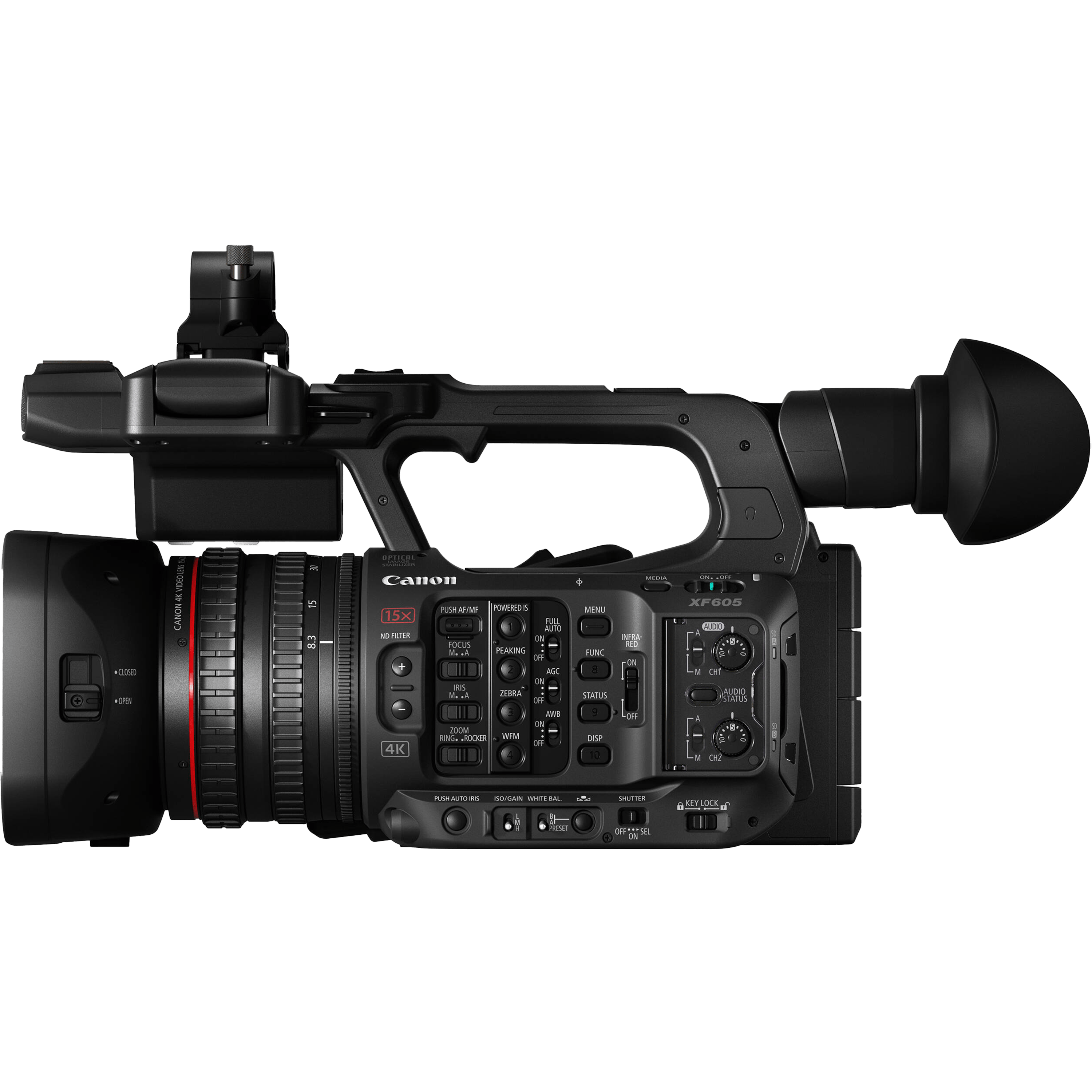 מצלמת וידאו מקצועית Canon XF605 UHD 4K - צבע שחור שלוש שנות אחריות ע