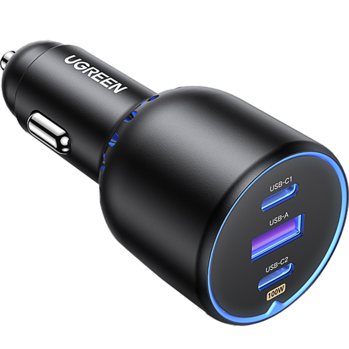 מטען לרכב 3 יציאות Ugreen CD293 130W PD - צבע שחור שנה אחריות עי היבואן הרשמי