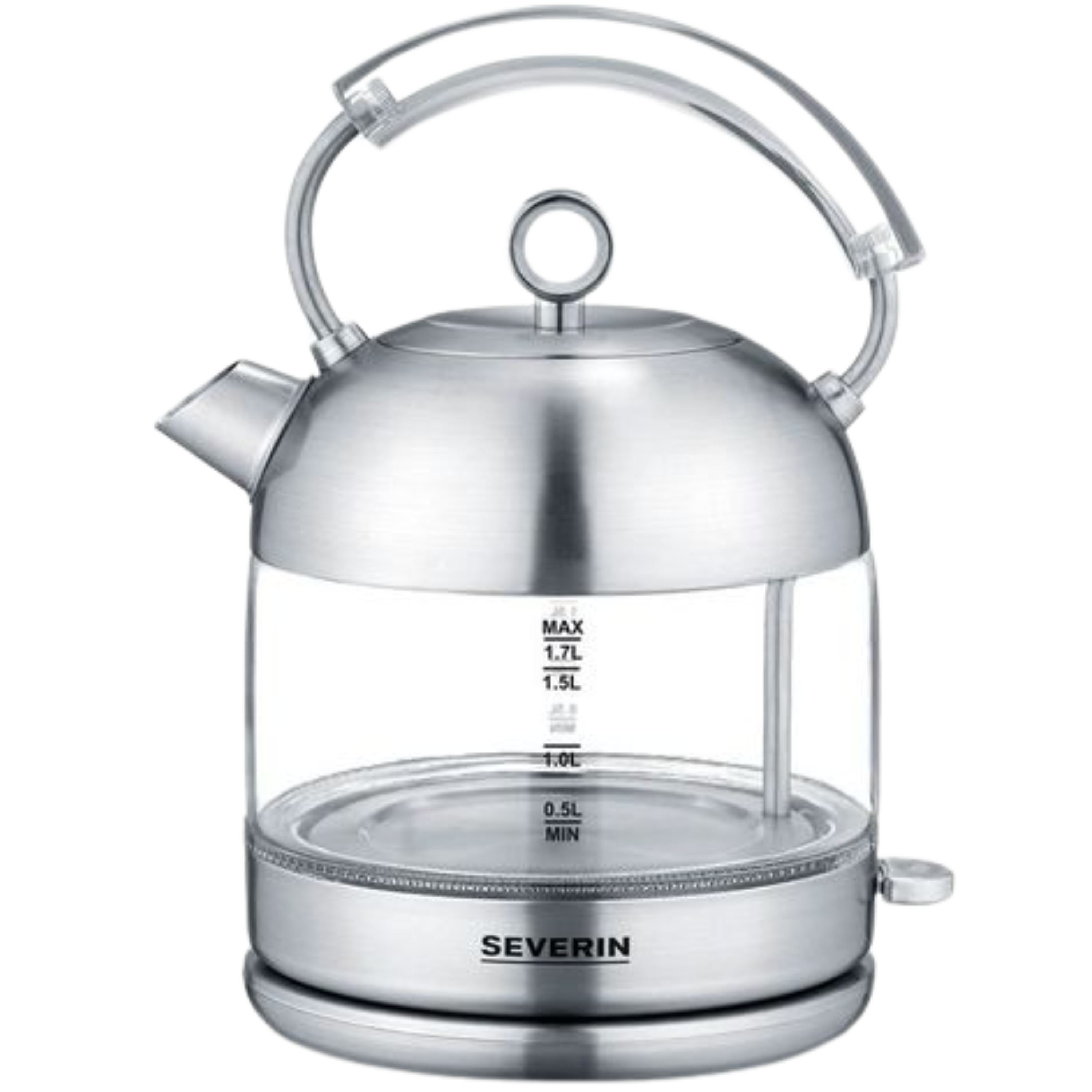 קומקום זכוכית רטרו מעוצב Severin WK3459 1.7L 2400W - גימור נירוסטה אחריות ע