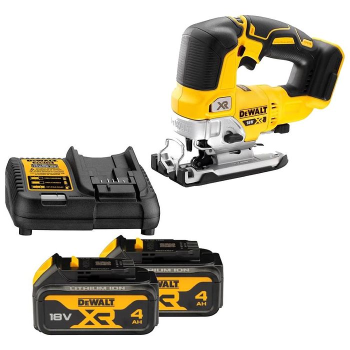 מסור אנכי ג'קסון בראשלס XR 18/20V DeWalt  עם 2 סוללות 4AH ומטען DCS334P2-4AH
