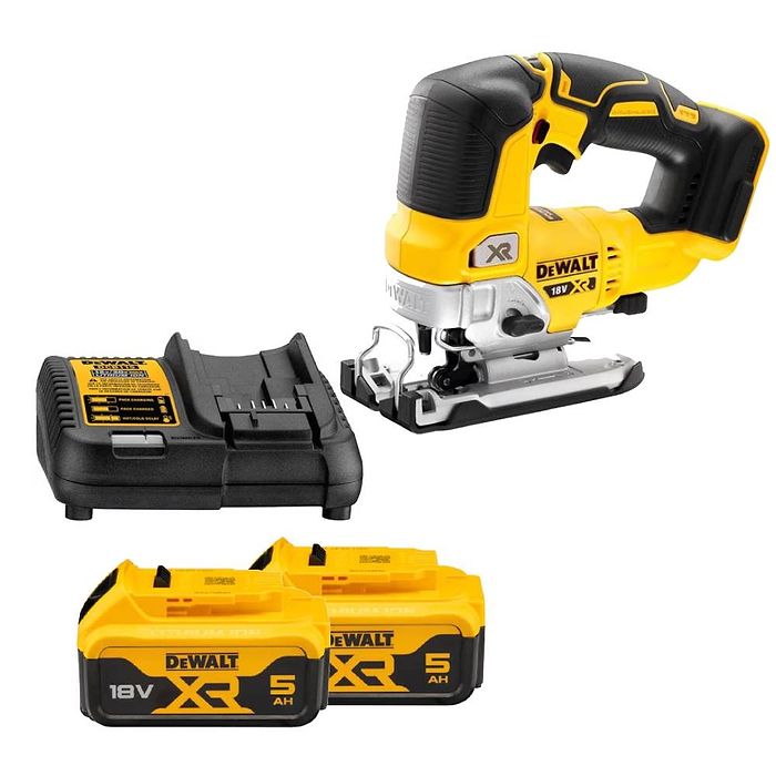 מסור אנכי ג'קסון בראשלס XR 18/20V DeWalt  עם 2 סוללות 5AH ומטען DCS334P2-5AH