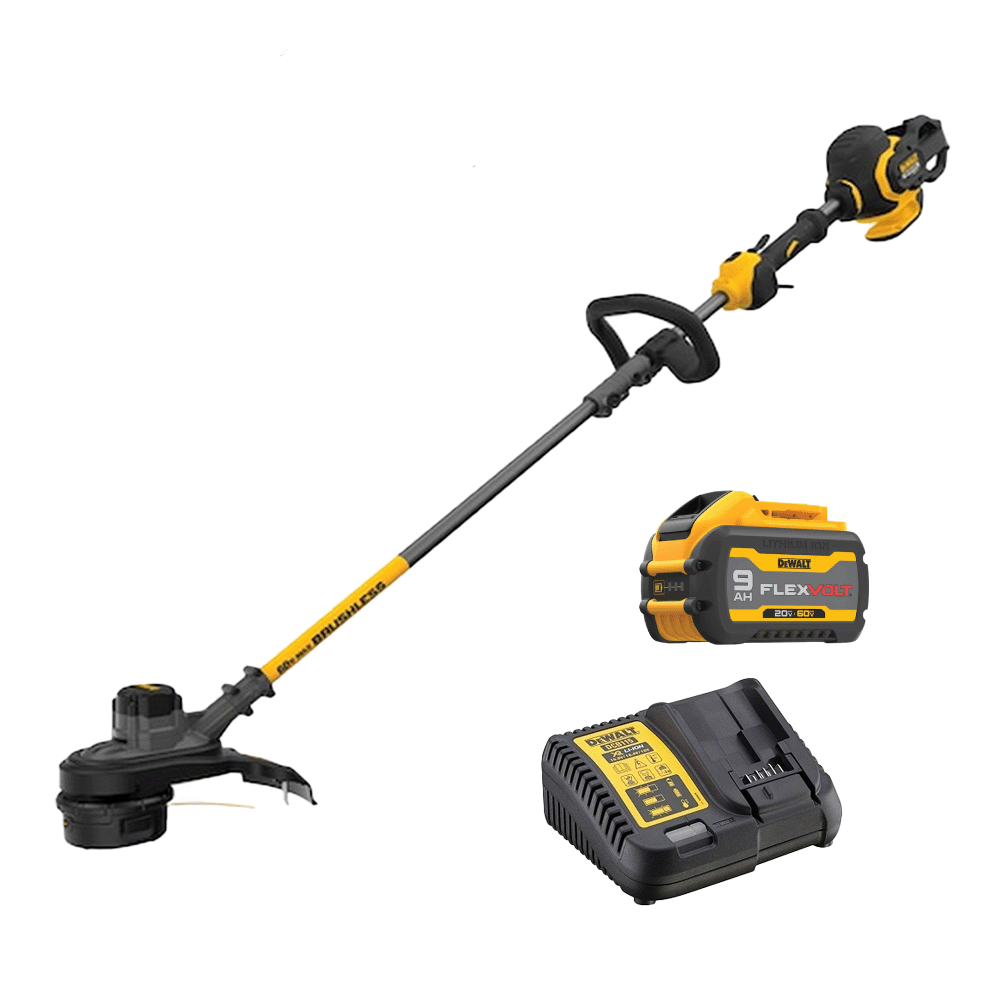 חרמש נטען 60V בראשלס עם סוללה 9AH ומטען DeWALT  DCST970X1 