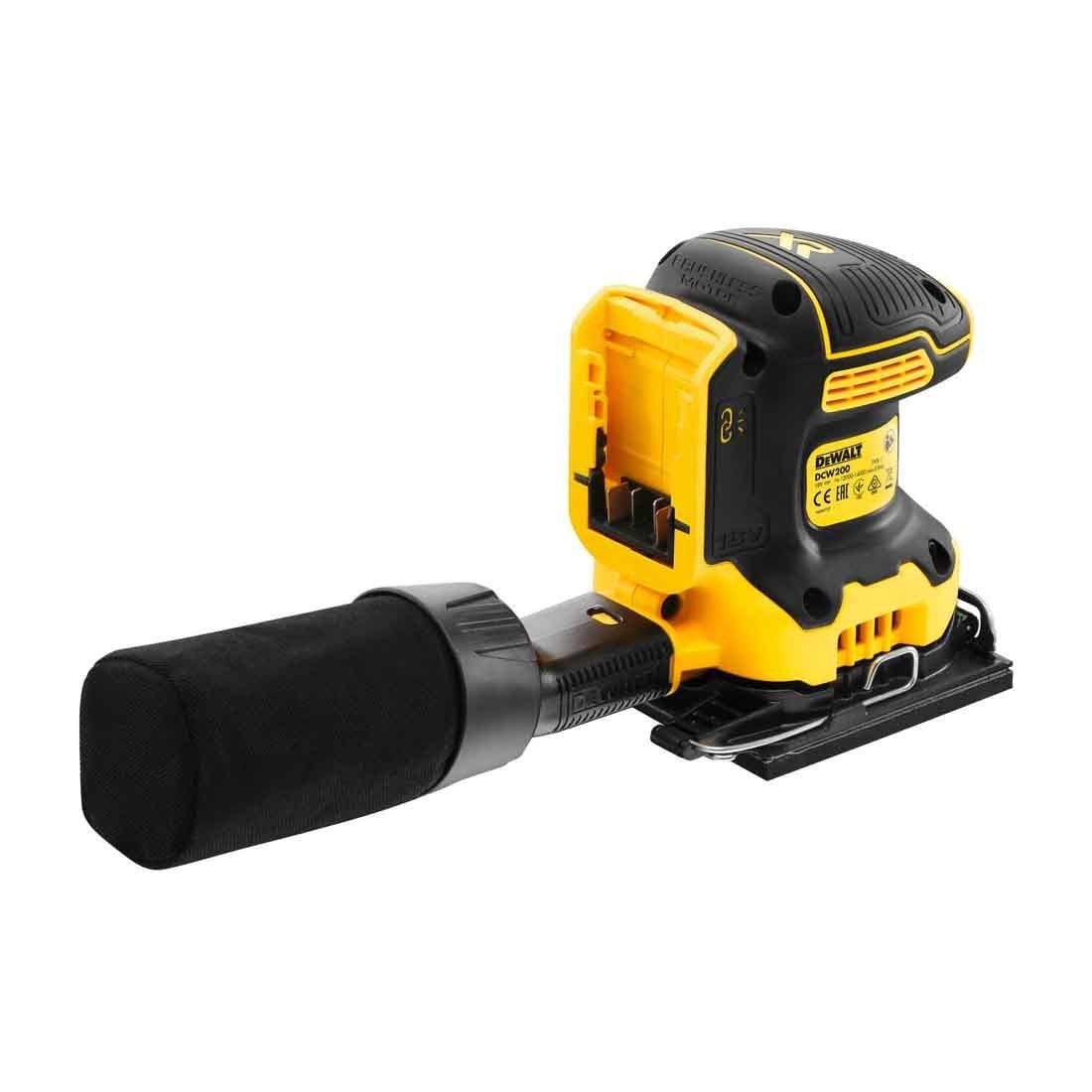 מלטשת אקצנרית מרובעת 18V בראשלס  DeWait DCW200N/DCW200B - גוף בלבד