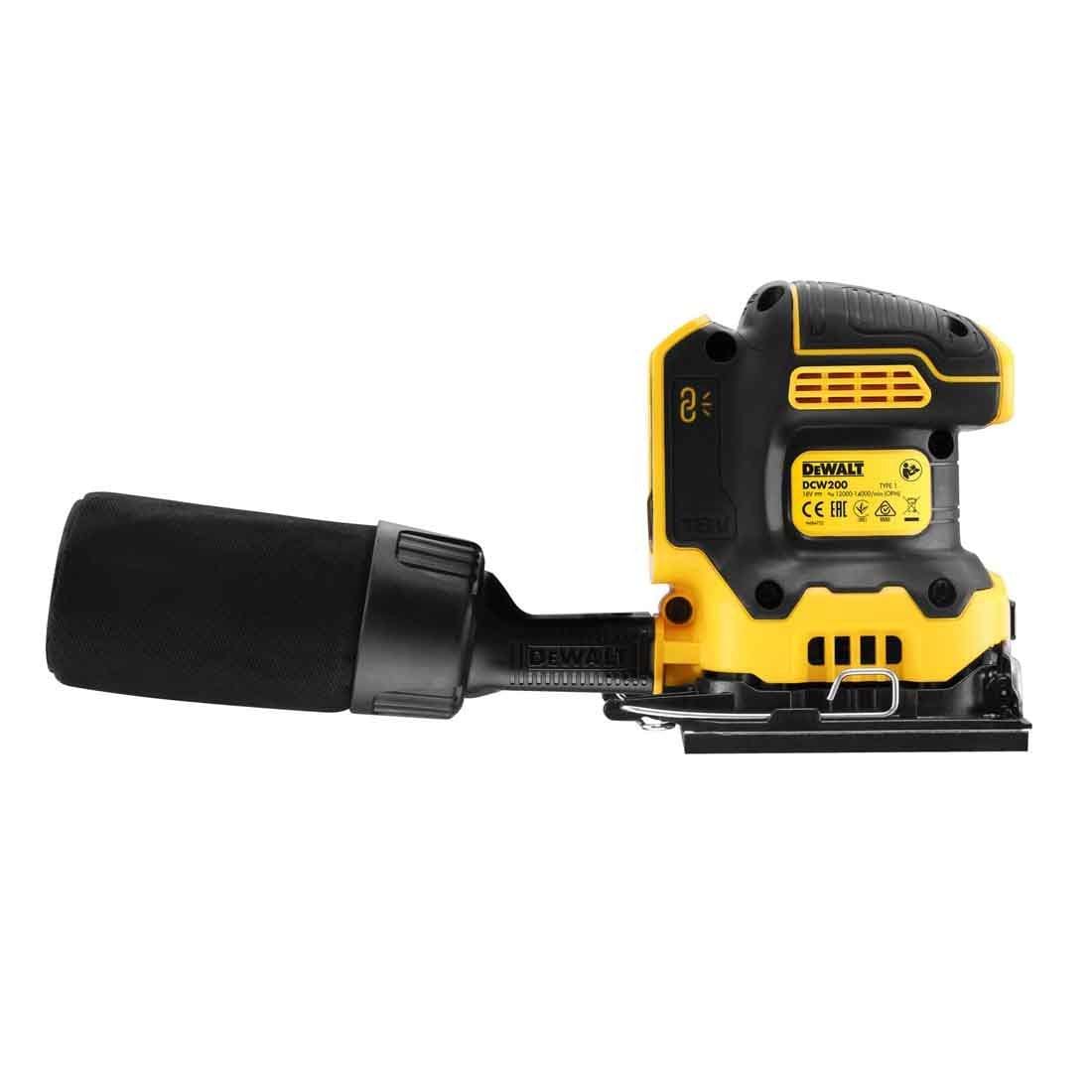 מלטשת אקצנרית מרובעת 18V בראשלס  DeWait DCW200N/DCW200B - גוף בלבד