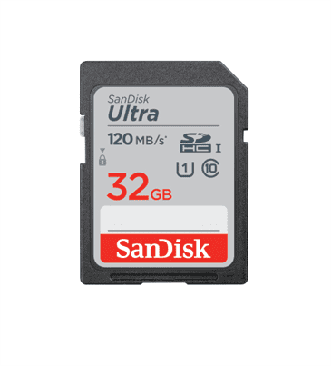 כרטיס זיכרון SanDisk Ultra 32GB SDHC 120MB/s - עשר שנות אחריות ע