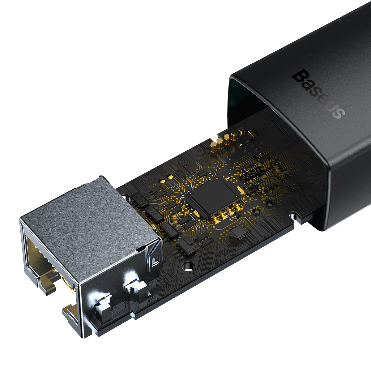 מתאם רשת Baseus Ethernet Adapter USB-A to RJ45 (100Mbps) - צבע שחור שנה אחריות ע