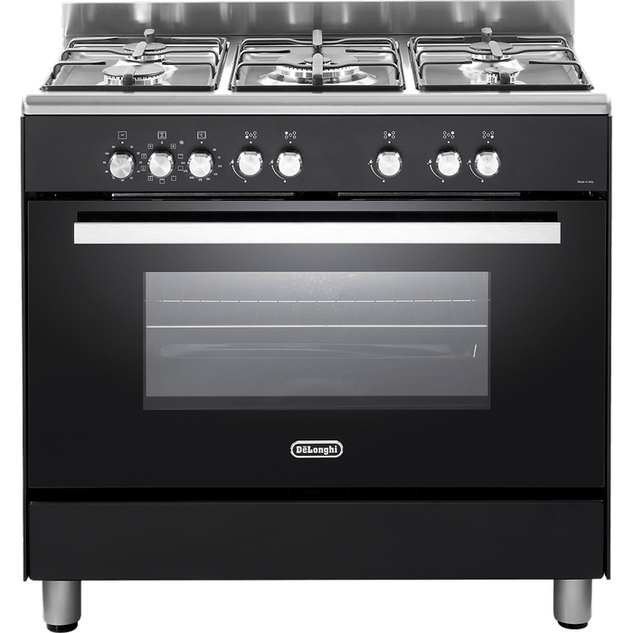 תנור משולב כיריים 4 להבות 90 סמ Delonghi Dema 965-IL תוצרת איטליה - גימור שחור אחריות עי היבואן הרשמי