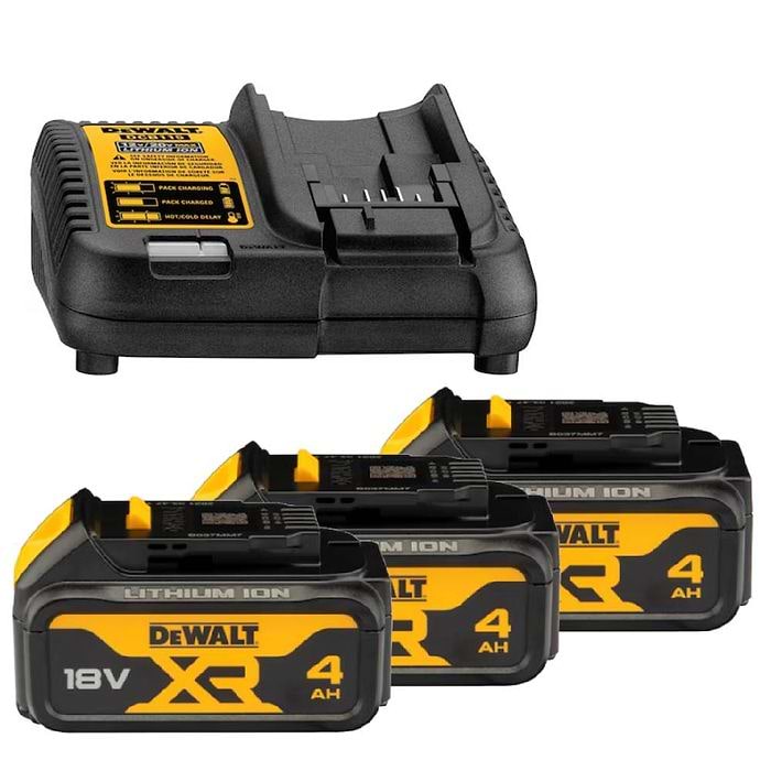 סט 3 סוללות 18V XR 4Ah ומטען מהיר DEWALT-P3-4AH DeWALT 